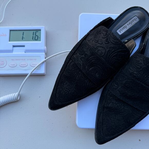 Vtg Charles David Mule Slides Size 8.5 Retro Suede Paisley 90s Regency Victorian - Picture 8 of 8